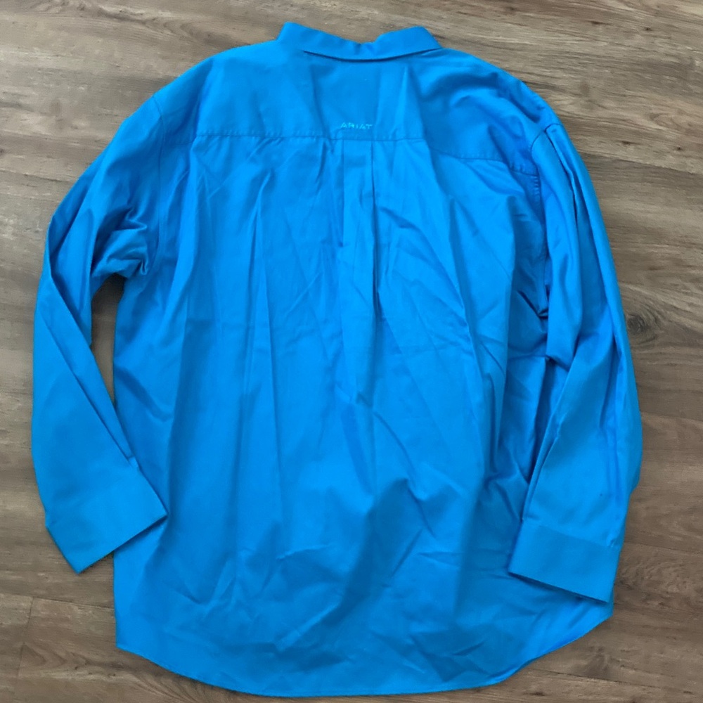 Ariat Button-Down Dress Shirt - Bright Blue Sz XXL - Picture 4 of 6